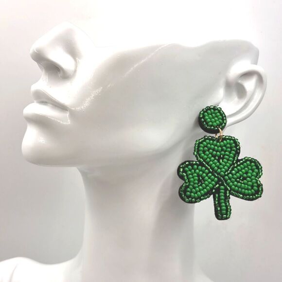 Bling CLOVER exquisite seed bead water drop earrings - Picture 3 of 8